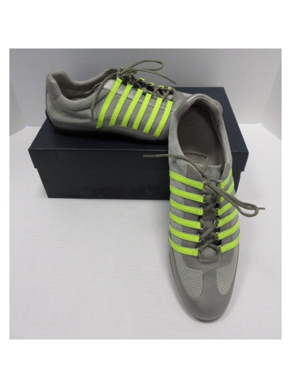 Ralph Lauren Sneakers 11 D Harston Driving Trainer Perf Neon Yellow Leather